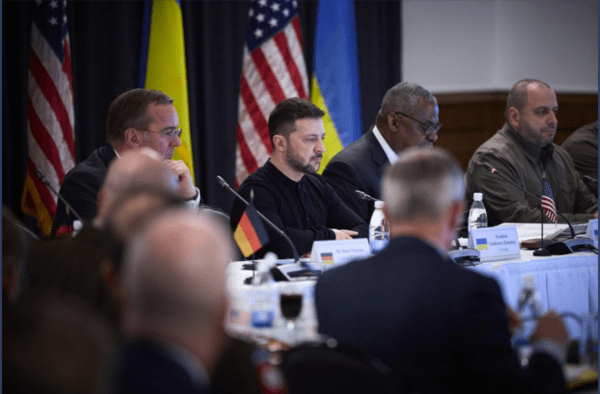 독일 람슈타인 우크라이나 방위연락그룹 회의에 참석한 젤렌스키 대통령/사진출처:우크라 대통령실&nbsp;