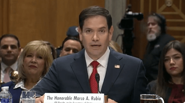 상원 인사청문회에서 발언하는 루비오 국무장관 후보자/유튜브 영상 캡처