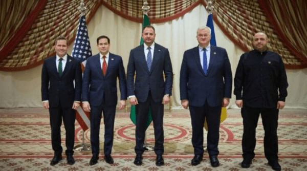 제다 미-우크라 회담 참석자들. 왼쪽부터 왈츠 보좌관 루비오 장관 예르마크 실장 시비가 장관 우메로프 장관/사진출처: 텔레그램@ermaka2022