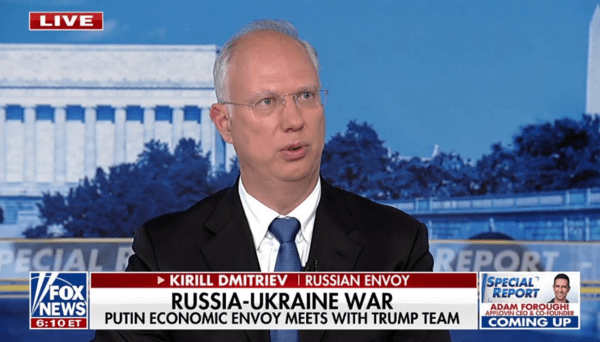 키릴 드미트리예프 크렘린(대통령) 특사의 폭스 뉴스 인터뷰 모습/캡처