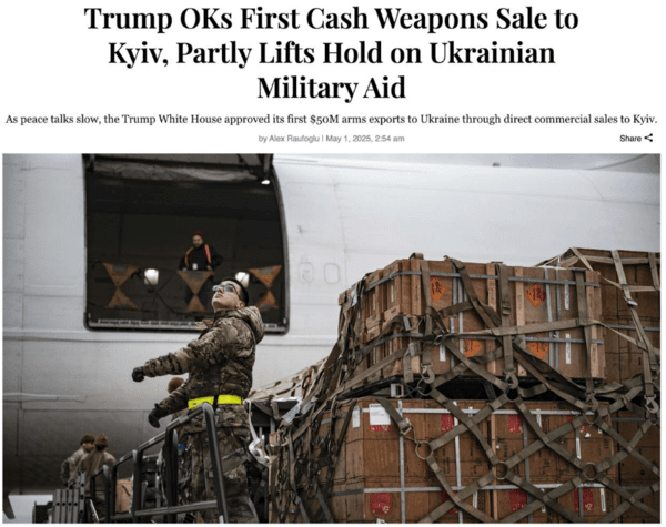 트럼프 대통령이 우크라이나에 대한 상업적 무기 판매를 승인했다는 키이우 포스트의 보도/웹페이지 캡처&nbsp;