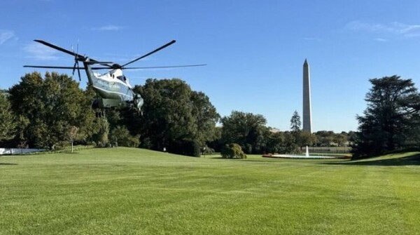 트럼프 미 대통령의 전용 헬기가 백악관에서 이륙하는 모습/사진출처:페이스북