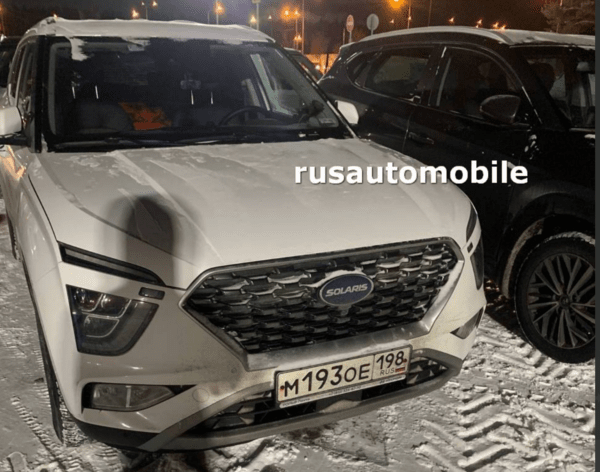 현대차 상트 공장에서 생산된 솔라리스 차량/텔레그램 캡처