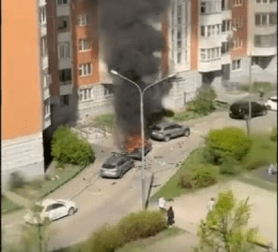 러시아군 장성 모스칼리크 작전총국 부국장 차량의 폭발 장면/영상 캡처