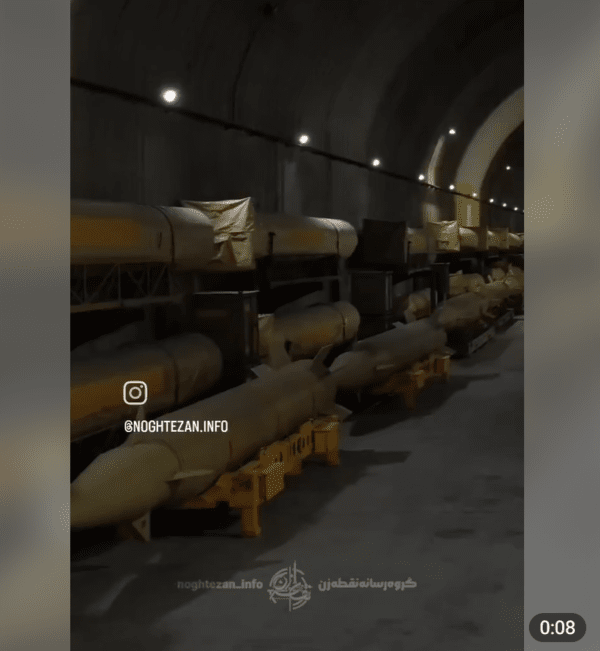 지하에 숨겨져 있는 이란의 각종 미사일들/영상 캡처