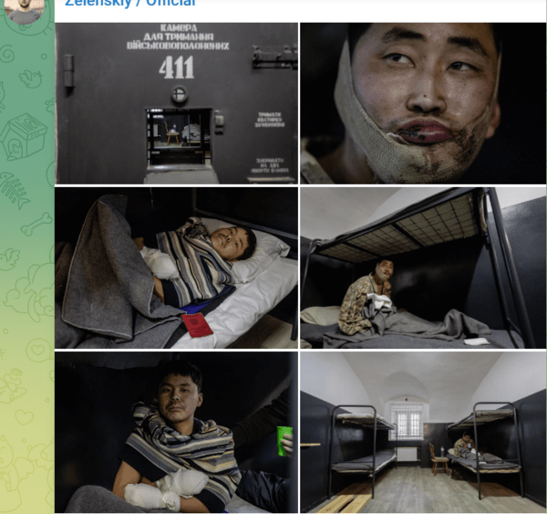 젤렌스키 대통령이 자신의 텔레그램에 올린 북한군 포로들의 모습/캡처